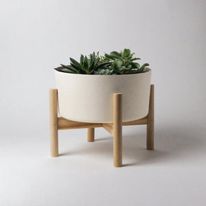 9" Bamboo Fibre Wide Planter Pot and Stand