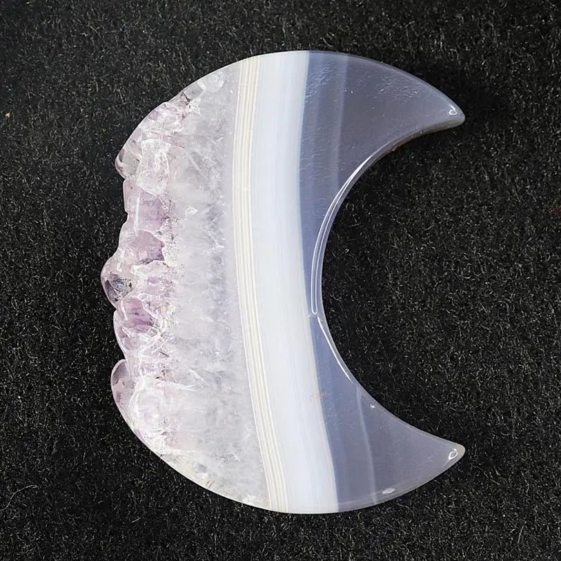 Agate Moon with Amethyst